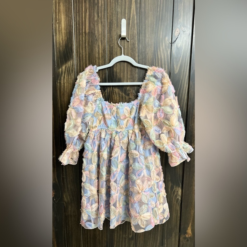 NWT: Allison + Kelly Pastel Floral Puff Sleeve Baby Doll Dress- Size: Small - Picture 13 of 13